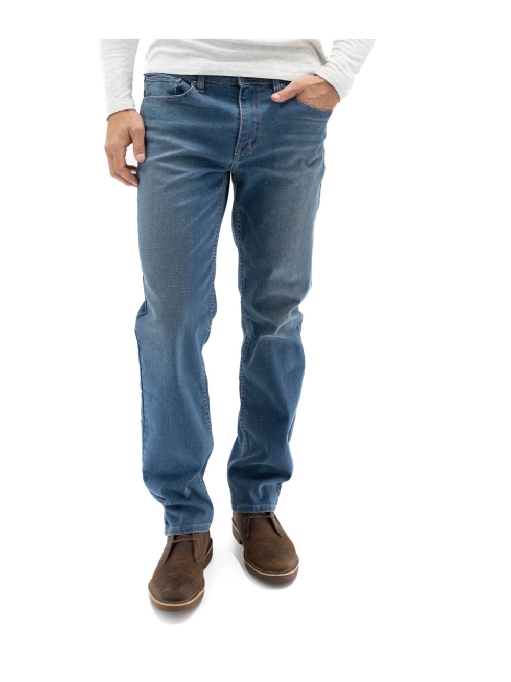Classic Straight-Leg Jeans in Faded Blue
